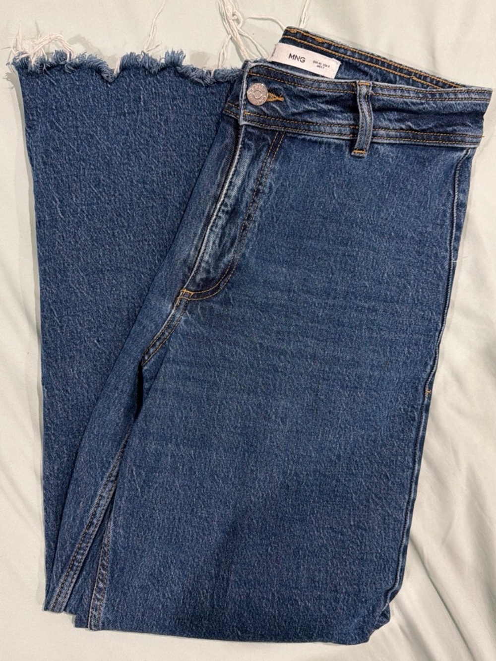 Mango Blue Denim Jeans with Contrast Stitching